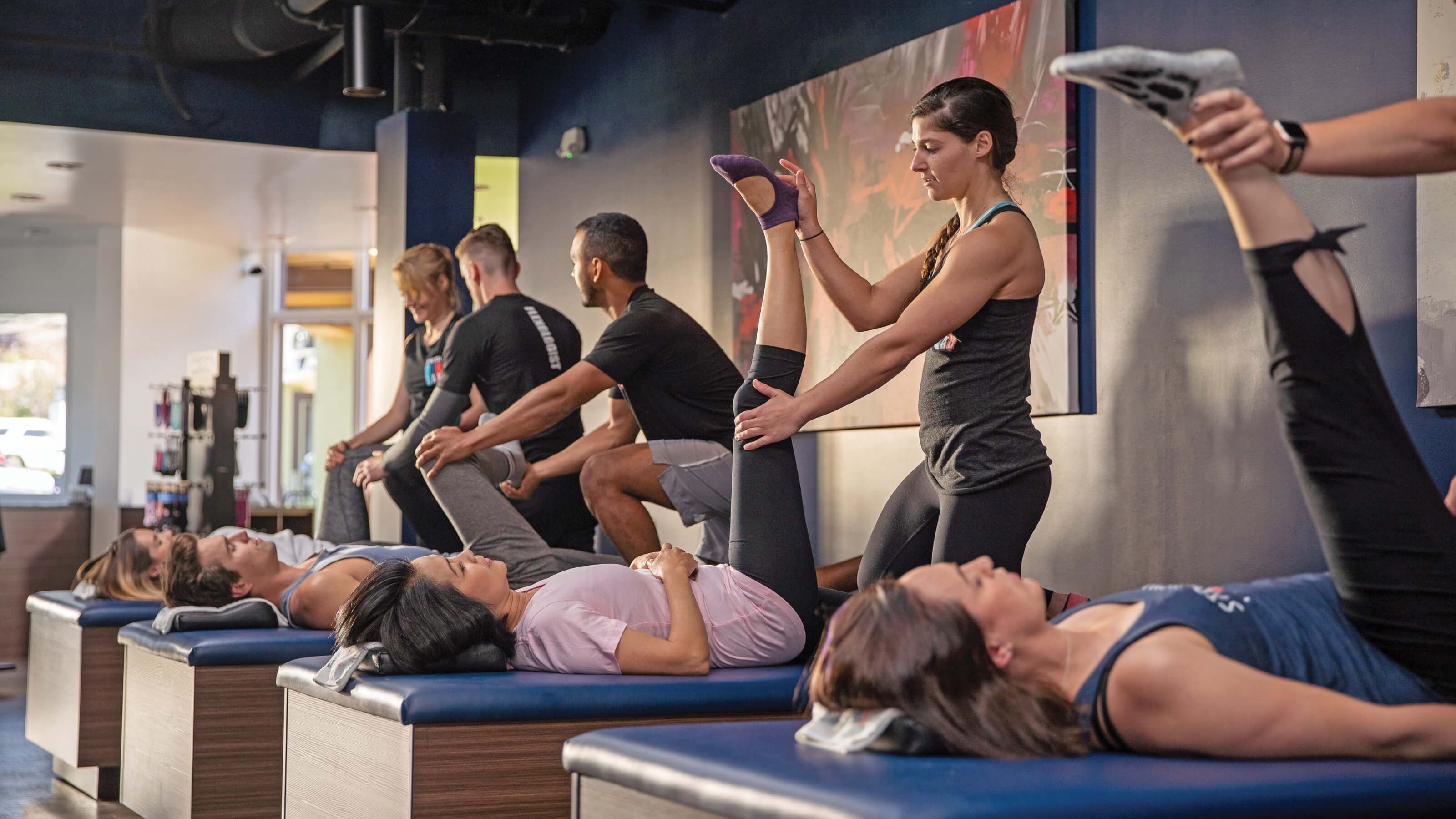 Group stretching at StretchLab